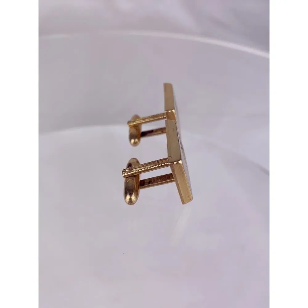 Modernist Chevron Arrow 10k Gold Plated Cufflinks Rectangle Vintage